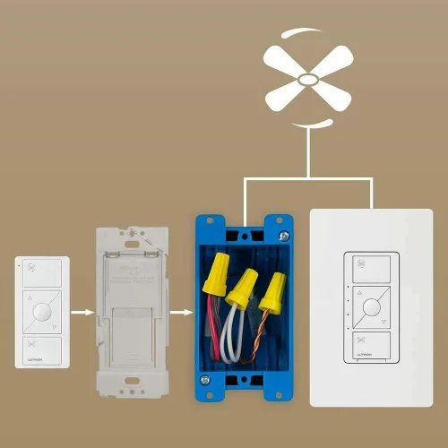 Miniatura 4 de Lutron Pico Remote para Caseta Smart Fan Control de velocidad, control de 3 botones, para uso en mesa o montaje en pared, PJ2-3BRL-WH-F01R