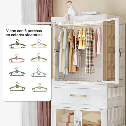 Miniatura 3 de Armario grande portátil para niños, armario de ropa para adultos, armario con cajones y puertas, organizador plegable de almacenamiento de disfraces