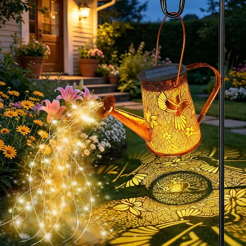 Miniatura 16 de VOOKRY - Regadera solar con luces, linternas solares grandes para colgar al aire libre, impermeable, decoración de jardín para el patio, césped