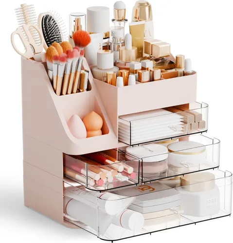 Miniatura 10 de Yieach Organizador de maquillaje de encimera para tocador, baño, tocador, organizador grande de almacenamiento de maquillaje y organizador