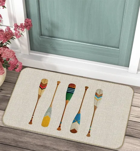 Miniatura 2 de Voatok Tapete decorativo rústico con diseño de paleta de lancha de lago, de bienvenida familiar, retro, de grano de madera, 17 x 30 pulgadas
