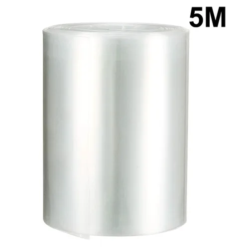Miniatura 3 de uxcell Tubo termorretráctil de PVC de envoltura de batería de 4.134 in de ancho plano para 18650 16.4 ft de longitud transparente