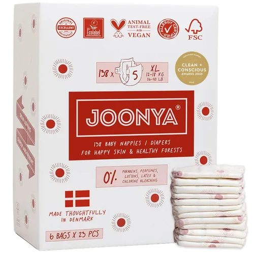 Miniatura 9 de Pañales Joonya para bebé, talla 2 S (3-5.9 kg) - 1 bolsa de 30 - Nueva gama - No tóxico, ecológico, ultra delgado, uso nocturno - Fabricado