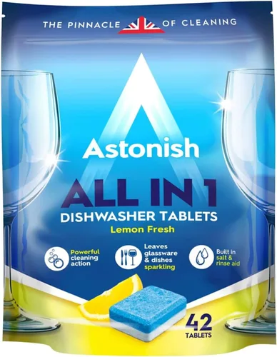Astonish Tabletas de lavavajillas todo en 1, limpiador doméstico que elimina la grasa, la suciedad y las manchas de la superficie, jabón para