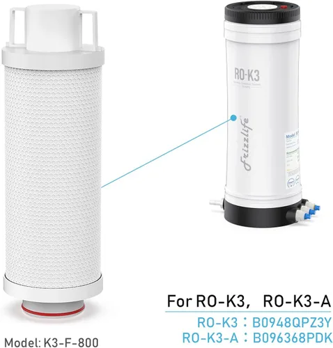 Miniatura 2 de Frizzlife K3-F-800 Cartucho de filtro de repuesto para filtros de agua de ósmosis inversa RO-K3 y RO-K3-A para debajo del fregadero - 1ª etapa