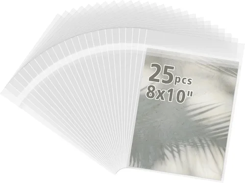 Miniatura 11 de Frametory, paquete de 25 bolsas de plástico transparentes sin ácido de 13 7/16" x 19 1/4", bolsas de cristal autoadhesivas para impresiones de arte