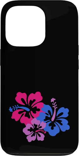 Funda para iPhone 13 Pro Bisexual Bi Pride Sutil Hibiscus Flower Hawaii LGBT LGBTQ