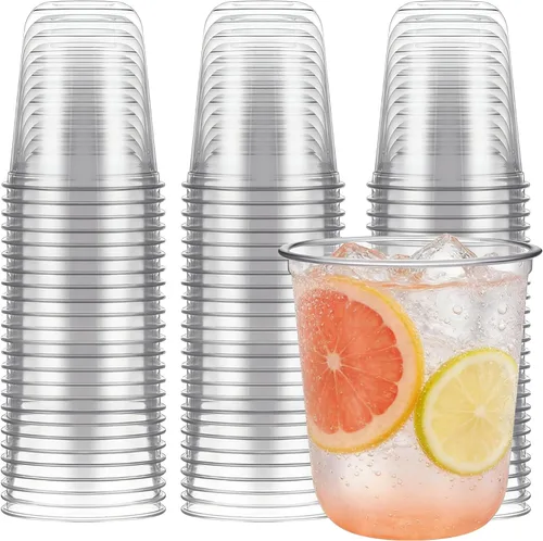 Miniatura 12 de Ziliny 100 copas de vino de plástico de 9 onzas sin tallo, desechables, copas de vino de plástico para fiestas, bodas, cumpleaños, cócteles