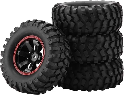 Miniatura 2 de Neumáticos de automóvil a control remoto, 4 piezas de goma de 6 agujeros con bujes neumáticos todoterreno para entusiastas de vehículos de oruga RC