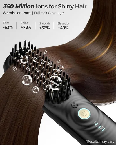 Miniatura 5 de Cepillo alisador de pelo inalámbrico con aire fresco, estilo de larga duración, mini alisador de pelo portátil para cabello grueso y rizado, iones