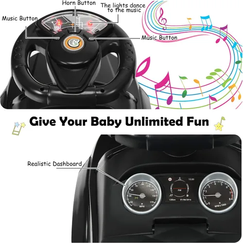 Miniatura 4 de HONEY JOY Cochecito Empujador con Pedal, Coche Deslizante con Manija de Empuje y Barrera Desmontable, Sonido y Luces, Almacenamiento Bajo