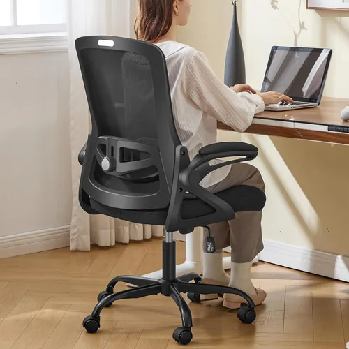 Silla de oficina ergonómica, silla de escritorio con soporte lumbar ajustable, cómodas sillas de computadora de malla transpirable con reposabrazos