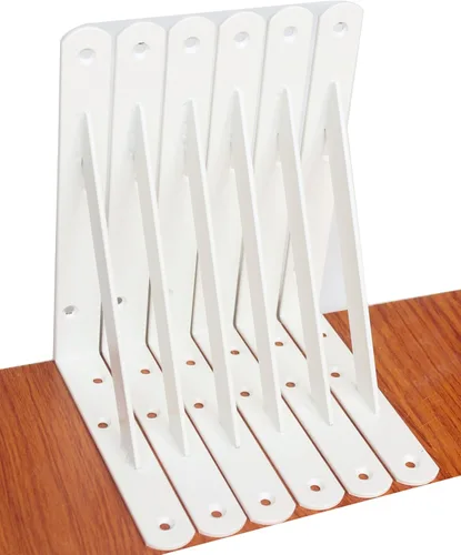 Miniatura 29 de Paquete de 16 soportes de estante resistentes negros de 20 pulgadas de largo x 12 pulgadas de alto con tornillos, soportes de estante de metal