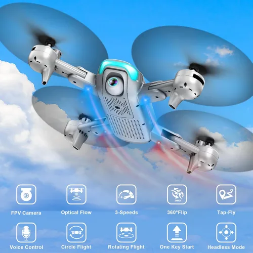 Miniatura 6 de Dron con cámara de 1080P para principiantes, dron plegable con 2 baterías, elevación mejorada, selfie por gestos, vuelo por puntos de referencia