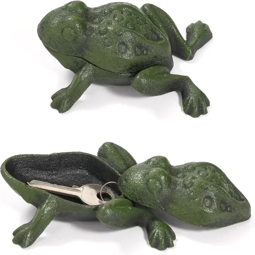 Miniatura 15 de Ocultador de llaves para exteriores, estatua de animal de hierro fundido y llaves para exteriores, soporte decorativo para llaves ocultas, antiguo