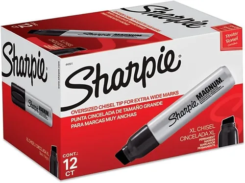Sharpie Magnum - Marcadores permanentes, punta de cincel de gran tamaño, ideal para tableros de pósteres, color negro, 12 unidades