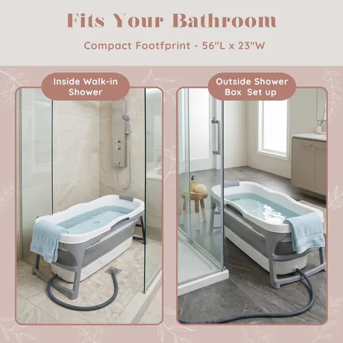 Miniatura 5 de Bañera portátil para adultos: bañera plegable extragrande de 56 pulgadas. Diseño ergonómico para el baño relajante definitivo, baño de hielo. Ideal