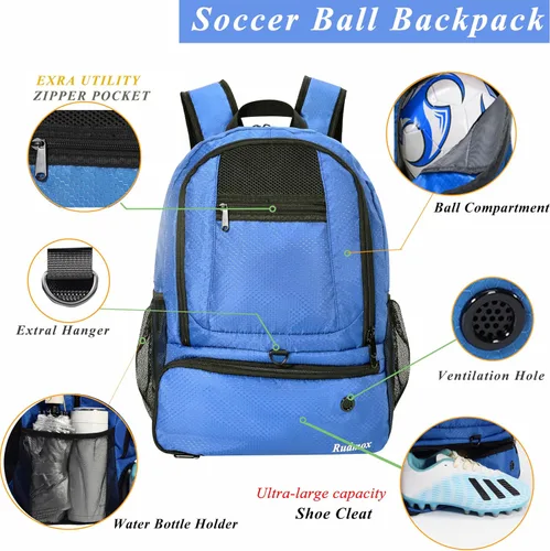 Miniatura 3 de Bolsa de fútbol, mochila de baloncesto, bolsa de equipo deportivo con compartimento para zapatos que sostiene zapatillas, casco, baloncesto, fútbol