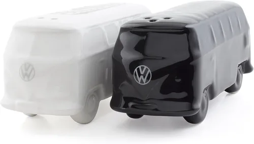 BRISA VW Collection - Salero y pimentero Volkswagen de cerámica con diseño de autobús T1 juego de 2 piezas (autobús clásico/blanco y negro)