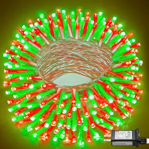 Miniatura 16 de Tira de 200 luces LED de 66 pies para exteriores, luces de Navidad conectables para interiores, cable transparente, impermeable, 8 modos de luces