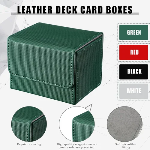 Miniatura 2 de Yookeer 4 Piezas Cajas de Cartas de Cuero para Mazo Cajas de Juego de Cartas de Mazo para Caja de Cartas Coleccionables Compatible con MTG Commander