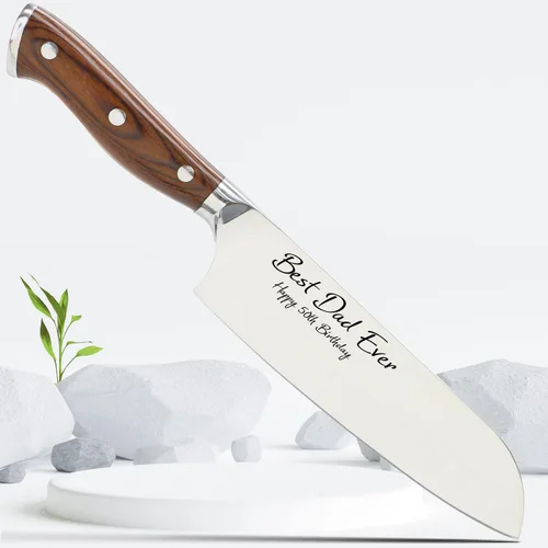 Miniatura 7 de Cuchillo de chef profesional de acero inoxidable – Cuchillo japonés de cocina ultra afilado grabado personalizado – 8 pulgadas con toque