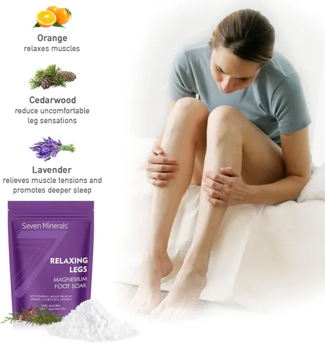 Miniatura 5 de Seven Minerals Copos de magnesio relajantes y crema natural para piernas