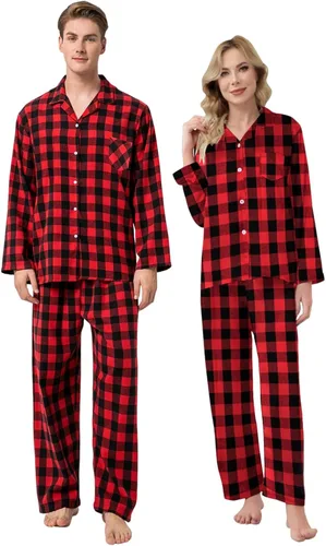 Miniatura 2 de Schbbbta Pijamas familiares de Navidad a juego para parejas, ropa de dormir de manga larga