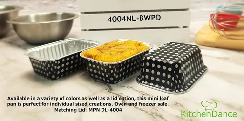 Miniatura 7 de KitchenDance - Mini molde desechable de aluminio con lunares sin tapa, molde rectangular antiadherente de 6 onzas, perfecto para regalos