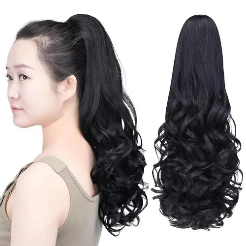 Miniatura 18 de SYXLCYGG Auburn Clip Cola de caballo Clip Cola de caballo Extensión de cola de caballo ondulado 10 pulgadas 3.5 oz pelo sintético falso pieza