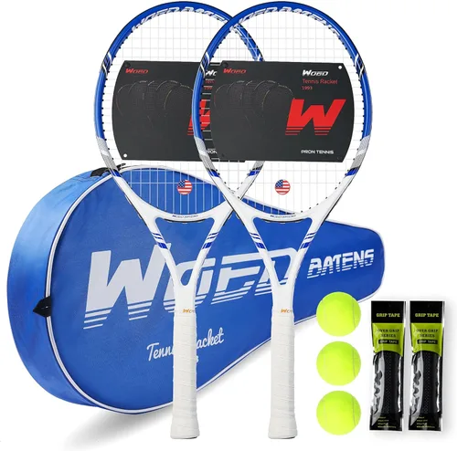 Miniatura 10 de Raqueta de tenis profesional para adultos, 2 jugadores de 27 pulgadas, raqueta de tenis de velocidad aceptable para principiantes y profesionales 2
