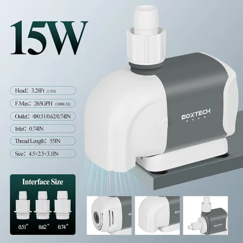 Miniatura 2 de Boxtech Bomba de agua sumergible, bombas de agua para acuario de 265 GPH, bomba de fuente ultra silenciosa de 15 W con 3 boquillas para pecera