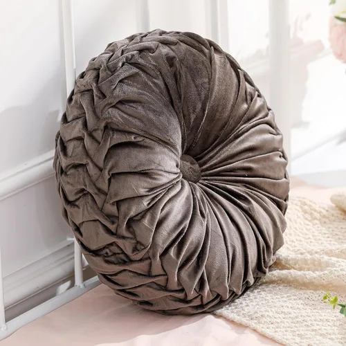 Miniatura 11 de Drydiet 3 Piezas Almohadas Redondas Decorativas de Terciopelo Plisado Almohadas de 15'' de Diámetro Acento Calabaza Boho Cojín de Silla para Sofá
