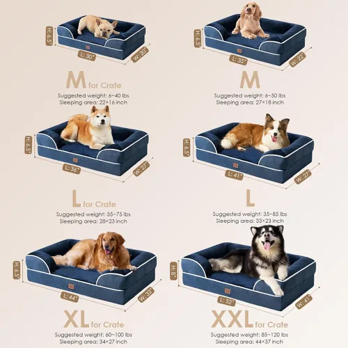 Miniatura 210 de EHEYCIGA – Cama ortopédica impermeable para perros pequeños, de espuma viscoelástica tipo caja de huevos, con bordes elevados y base antideslizante