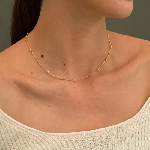 Miniatura 3 de CHESKY - Gargantilla de oro para mujer, chapado en plataoro de 14 quilates, gargantilla de cuentas satélite, delgada, de moda, collares de clip