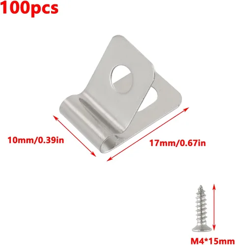 Miniatura 2 de Antrader Clips de cable tipo R, abrazaderas de cable de 0.12 pulgadas con tornillos, acero inoxidable 304, 100