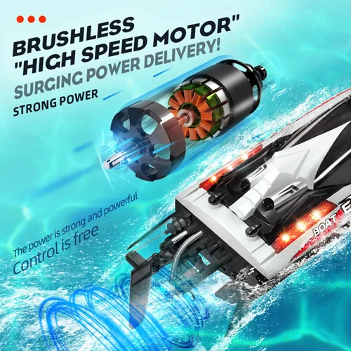 Miniatura 3 de BEZGAR Bote RC, barco de control remoto sin escobillas grande de 18 pulgadas para adultos y niños, botes de velocidad RC grandes y rápidos de 55 KPH