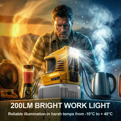 Miniatura 8 de Inversor de corriente real de 220 W compatible con batería DeWalt de 20 V, CC 20 V a CA 110 V-120 V estación de energía portátil con 1 salida de CA