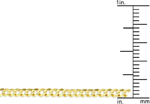 Miniatura 4 de Luxurman Collar de cadena cubana de oro amarillo sólido de 10 quilates, 0.110in de ancho con cierre de langosta