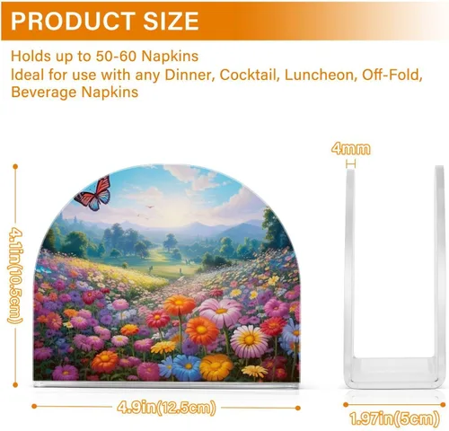 Miniatura 3 de Servilleteros de flores de primavera con mariposas para mesas, servilleteros de acrílico transparente, servilleteros de cóctel para cocina