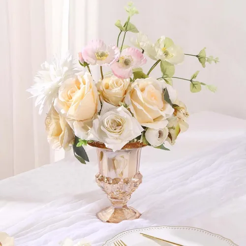 Miniatura 36 de Efavormart - Juego de 2 centros de mesa de trompeta con adornos de cristal transparente de 31 pulgadas, jarrón reversible de plástico para flores