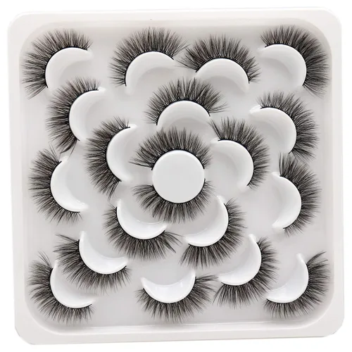 Miniatura 10 de Losha Pestañas postizas, paquete de 10 pares, pestañas postizas de visón sintético, hechas a mano, dramáticas, largas, gruesas, suaves