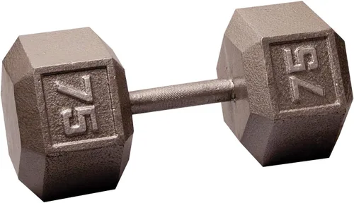 Miniatura 11 de Body-Solid Mancuerna hexagonal de hierro fundido, pesas de mano para hombres y mujeres, mancuernas de peso para entrenamiento de fuerza, culturismo