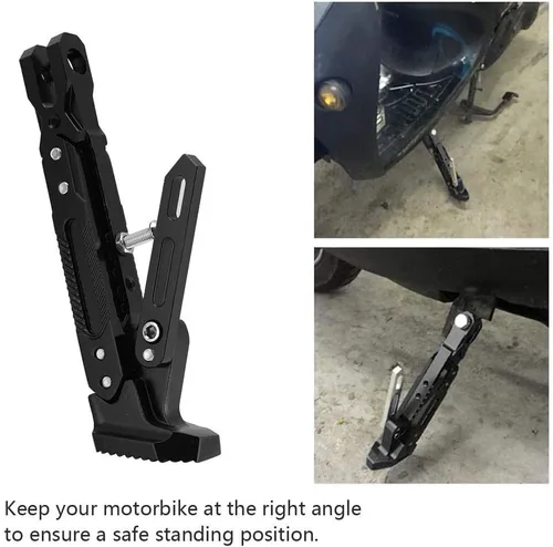 Miniatura 6 de Pata de Cabra de Motocicleta Soporte de Trípode Ajustable Universal de Aluminio Motor Scooter Soporte Lateral de Pie Modificado Accesorios