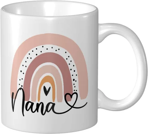 Miniatura 9 de Divertida taza de café para tía, regalo de cumpleaños/Navidad de sobrino/sobrino, taza de cerámica de arte arcoíris para tía, regalo lindo y único