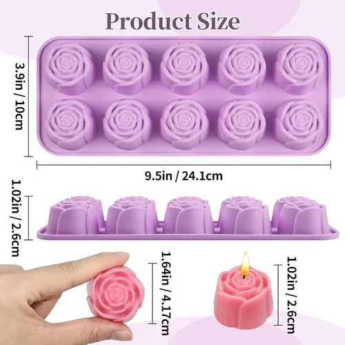 Miniatura 3 de Molde de silicona de rosas, 2 moldes de chocolate rosa con 20 cavidades para chocolate, dulces, cubitos de hielo, gomitas, gelatina, gelatina