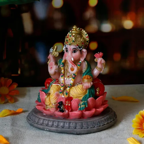 Miniatura 4 de alikiki Regalos indios, estatua de Lord Ganesha, 3.6 pulgadas de alto, ídolo hindú Ganesha para tablero de instrumentos del automóvil, regalo