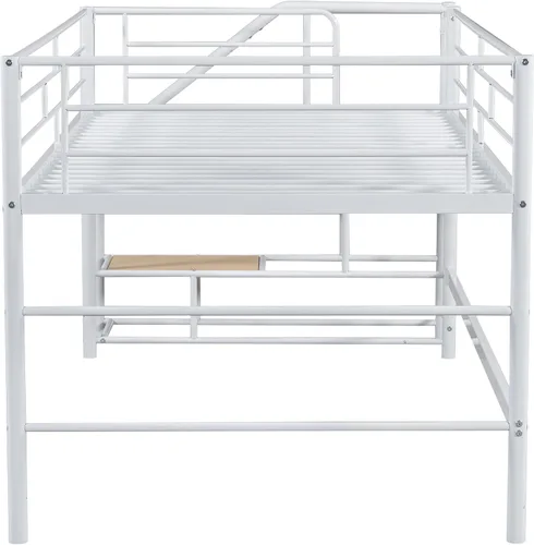 Miniatura 9 de Cama tipo loft de metal con escaleras de almacenamiento, tamaño individual, cama alta con marco de acero resistente con barandilla de seguridad