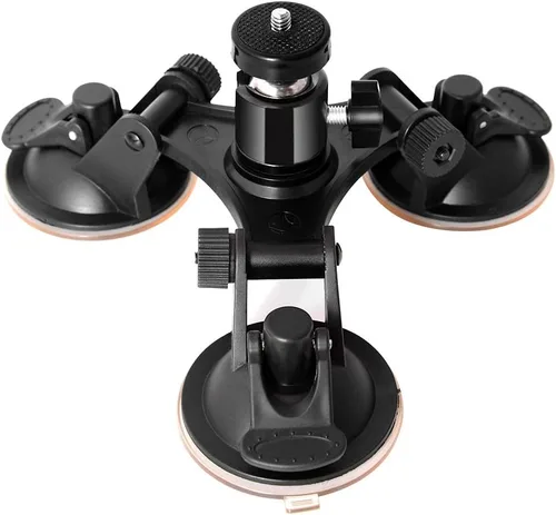 Miniatura 6 de Soporte de succión para cámara DSLR de triple copa compatible con Nikon Canon Sony DSLR/Camcorder + GoPro Hero Sony Garmin Xiaomi Yi SJCAM Soporte