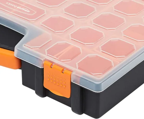Miniatura 4 de Amazon Basics Organizador de 19 compartimentos extraíbles, negro, naranja, 16.5 x 13.2 x 2.4 pulgadas
